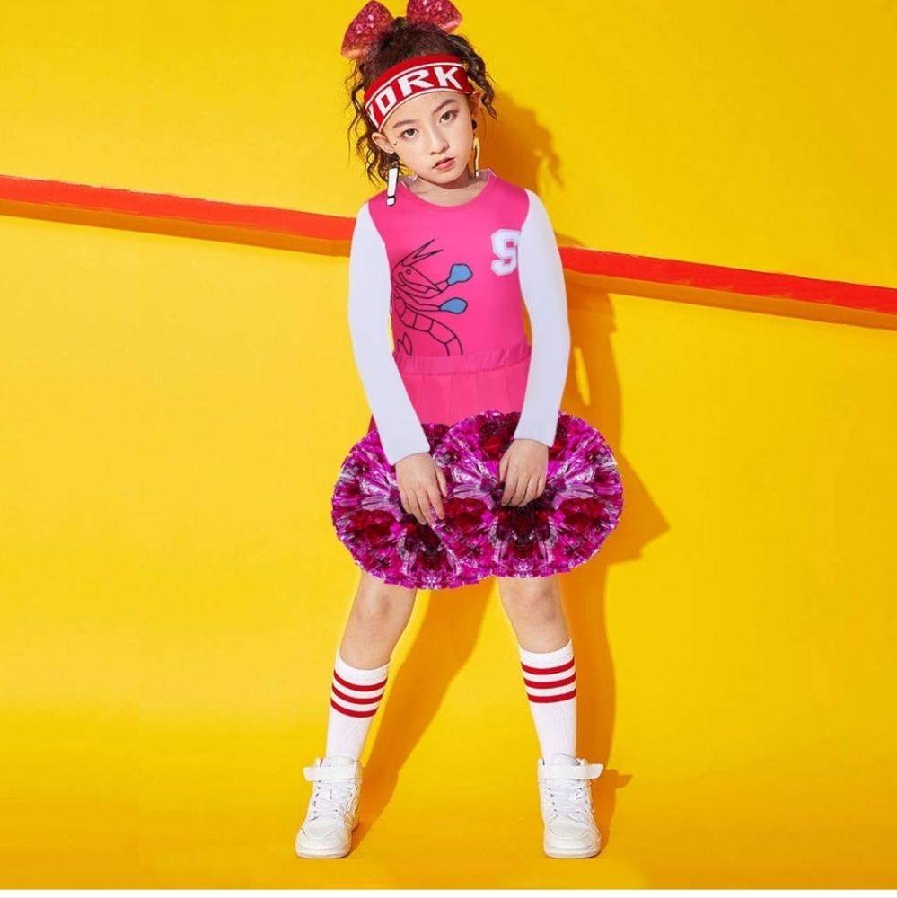 Zombies cheerleader Costume for little Girls Pink dress 7 - 8 years